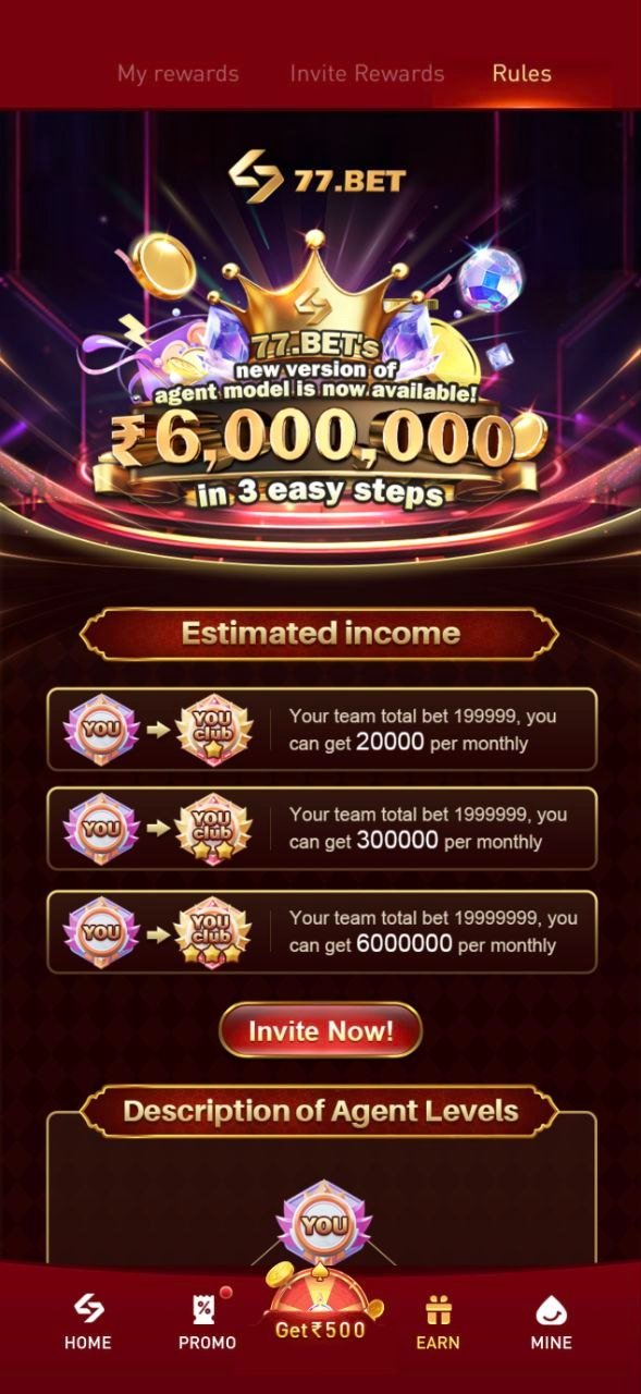 Agent programme rules and estimated income tiers